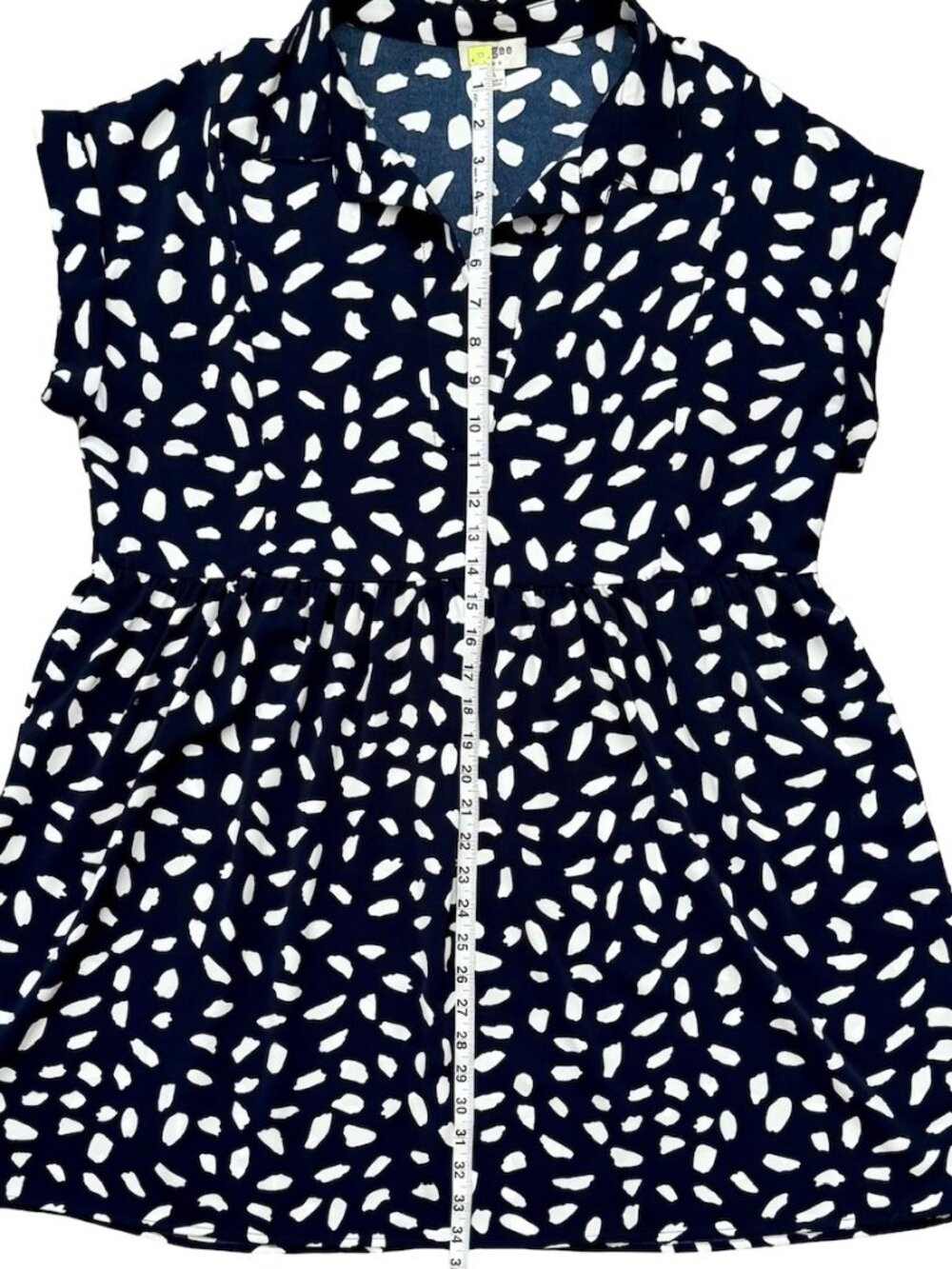 Umgee Blue Short Sleeve Babydoll Mini Dress Preppy Dollcore Coastal Nautical Lg - Picture 7 of 10